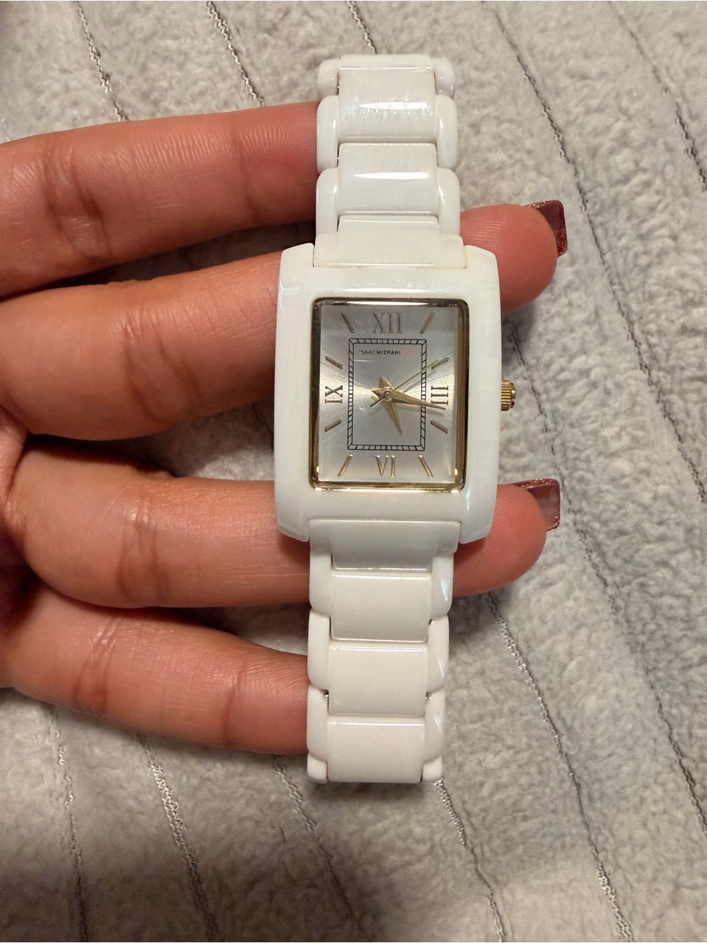 Isaac Mizrahi Live White Ceramic Quartz Watch With Butterfly Clasp - 6 1/4 Inch